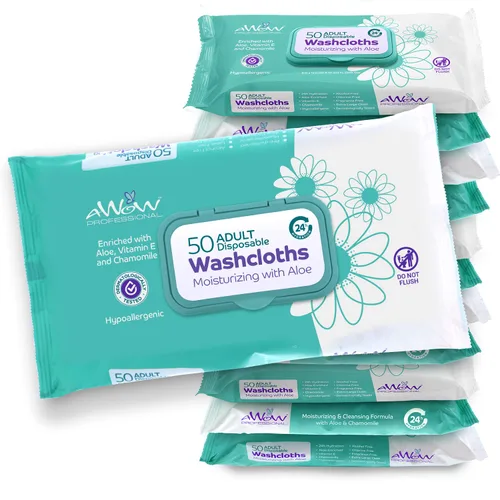 Vista 10 de Toallitas para adultos, 200 toallitas de cuerpo grande para incontinencia, toallitas de baño sin enjuague para hombres y mujeres, sin perfume
