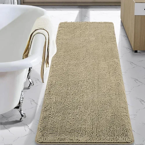 Vista 23 de LOCHAS - Alfombra de baño de lujo lanuda de 24 x 17 pulgadas, color beige