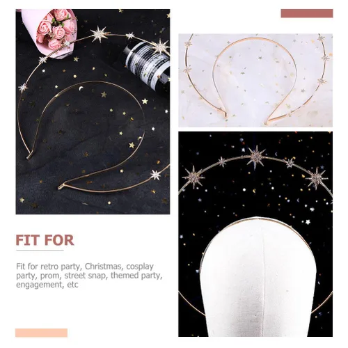 Vista 2 de Beaupretty Nuestra Señora Diadema Fiesta Headwear Diadema Luna Diadema Nupcial Metal Diadema Cabeza Estrella Accesorios para el Cabello Decorativo