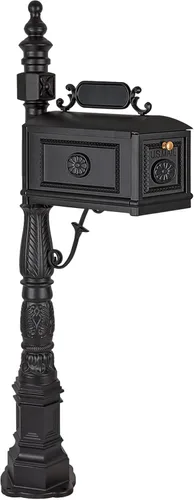Vista 4 de Buzón de correo decorativo Polar Aurora Barcelona Post Stratford, resistente, de aluminio fundido (negro)