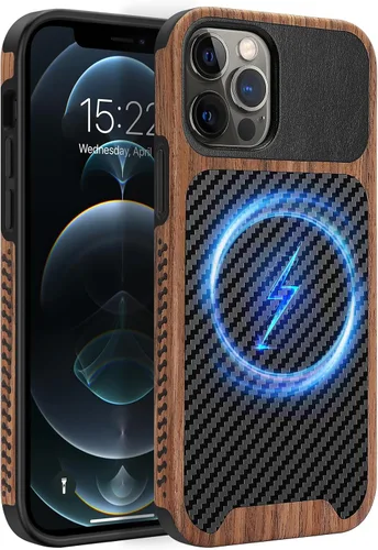 Vista 50 de Funda magnética ZZDZZ compatible con iPhone 14 Plus [Compatible con Magsafe] Diseño de cuero premium TPU híbrido a prueba de golpes (Negro)