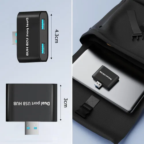 Vista 7 de Concentrador USB, divisor USB 1 en 2 salidas, doble concentrador USB para laptop, Xbox PC, MAC, Mac Book, tableta, pestaña, consola, impresora