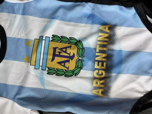 Vista 5 de Argentina - Kit de camiseta para bebés de la selección nacional de fútbol y fútbol americano para niños y niñas manga corta