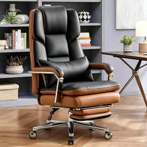 Vista 13 de Ergonomic Home Office Desk Chair, Heavy Duty Executive Chair with Footrest Beige