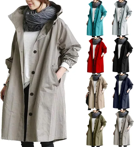 Vista 5 de Chaqueta cortavientos para mujer, chaqueta de manga larga, resistente al viento, bolsillos, solapa, cinturón delgado