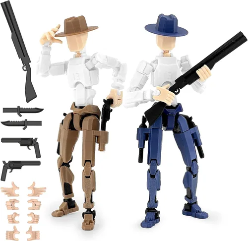 Vista 7 de Titan 13 Figura de Acción, Dummy de Vaquero Ya Ensamblado 13 Figuras de Acción para Niños, Paquete de 2, 5.4 pulgadas, Figura de Acción T Lucky 13