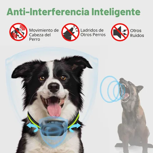 Vista 4 de Collar antiladridos recargable para perros con pitido, vibración y choque, collar antiladridos para perros pequeños, medianos y grandes, dispositivo