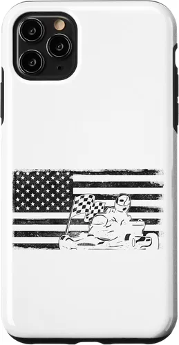 Vista 13 de iPhone 16 Go Kart Racing American Flag Vintage Case