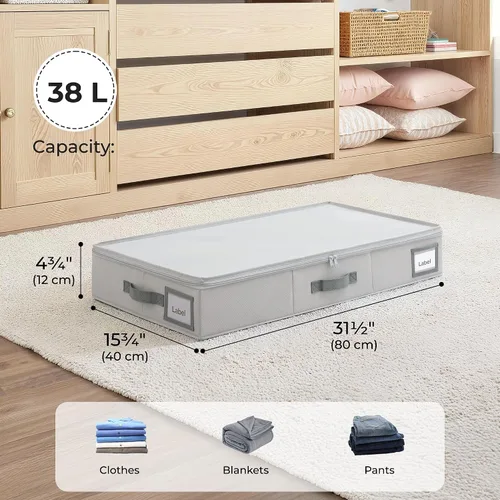 Vista 3 de GRANNY SAYS Paquete de 2 organizadores debajo de la cama, organizador debajo de la cama con tapa con cremallera para dormitorio y bandeja