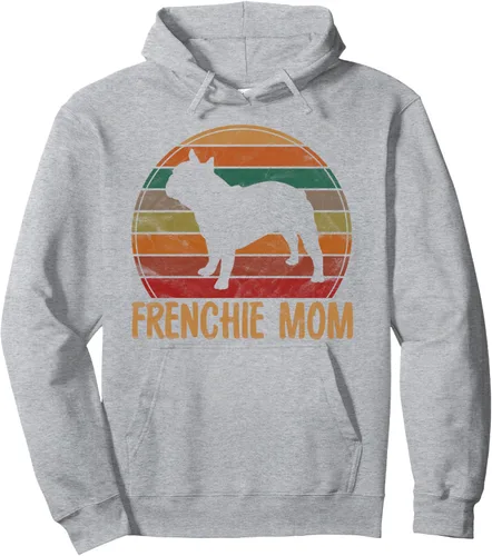 Vista 3 de Sudadera con capucha retro de Bulldog Francés para mamá, Negro