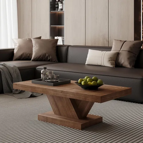 Vista 43 de Mesa auxiliar de madera, 39.37 pulgadas, cuadrada de mediados de siglo, mesa central de madera moderna de madera de fibropanel de densidad media