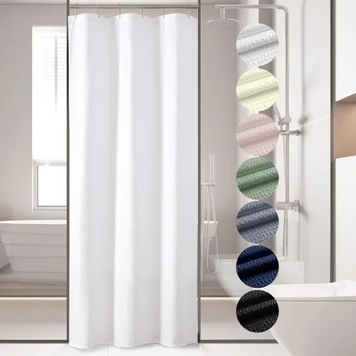 Vista 24 de OVZME Cortina de ducha de tela Berry Stall de 36 x 72 pulgadas, suave y gofre, pequeña cortina de ducha negra para baño con textura para un