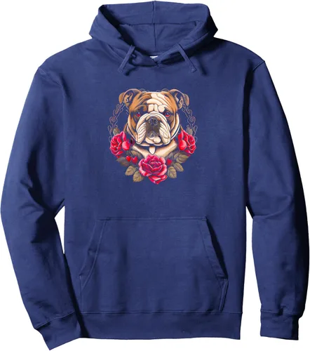 Vista 3 de Día de San Valentín - Sudadera con capucha English Bulldog Dog Valentine, Negro