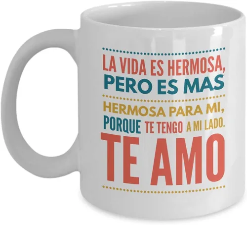 Vista 3 de Taza de Café Te Amo Vaso, taza de café divertidas, tazas personalizadas, taza de café inspiradoras, taza con mensajes positivos.
