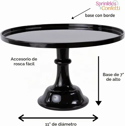 Vista 3 de [Usado] Soporte de plástico negro de 11 pulgadas para tartas Soporte de melamina para pasteles de boda Bonitos soportes para pasteles para mesa