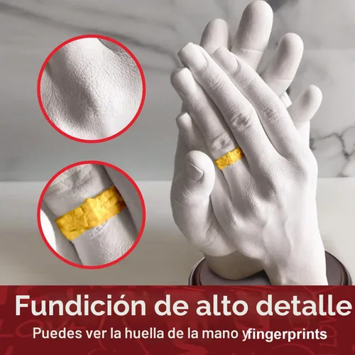 Vista 3 de PewinGo Kit de Moldeo de Manos con Base - Molde de Yeso DIY para Parejas - Ideas de Regalo para San Valentín, Compromiso, Aniversario, Boda