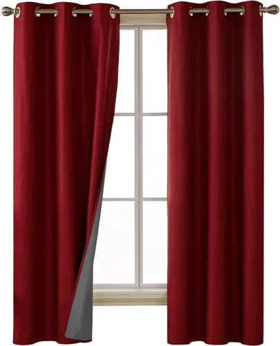 Vista 12 de Deconovo - Cortinas de oscurecimiento total, cortinas de lino sintético de ahorro de energía con revestimiento de 3 capas para ventana pequeña, 42 x