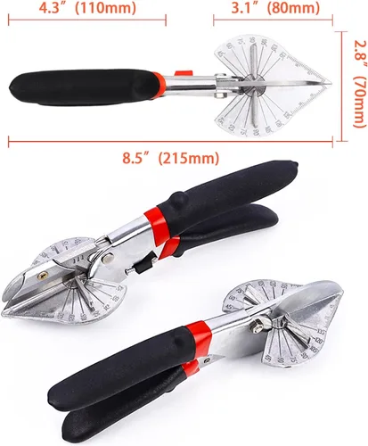Vista 5 de Cortador de inglete multiángulo con 45 a 135 grados, tijeras de corte angular ajustables para cubierta de cable de PVC, moldeo de zócalo, borde
