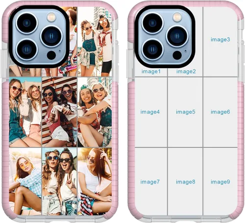 Vista 22 de Funda de teléfono personalizada para iPhone 13 Pro, funda personalizada de fotos de collage de múltiples imágenes, resistente a los arañazos, a