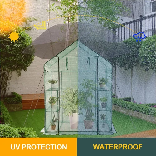 Vista 2 de Invernadero portátil para exteriores, casa de plantas de 56x30x76 con Verde