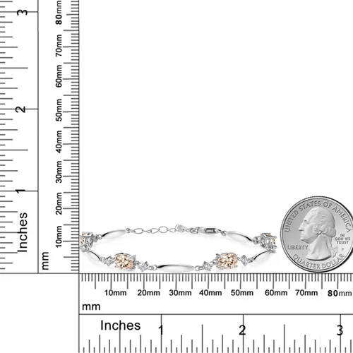 Vista 36 de Gem Stone King 925 Sterling Silver Gemstone Birthstone and White Created Sapphire Tennis Bracelet For Women Oval 7X5MM and 2MM 6 Inch + 1 Inch