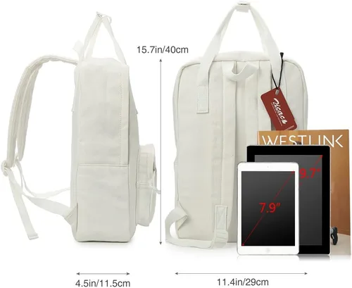 Vista 2 de Mochila de lona unisex para bricolaje (blanco 02), Beige, Mochila de lona DIY