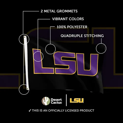 Vista 4 de Desert Cactus LSU 100% poliéster interior exterior 3x5 pies Banner Tigers Geaux Louisiana State University (bandera F)