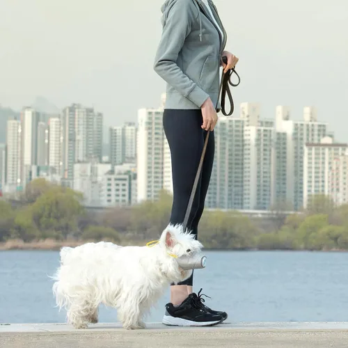 Vista 7 de Cubrebocas protector transpirable para perro, para polvo, 5 filtros, ajustable, cara de perro pequeño para contaminación al aire libre, bozal ligero