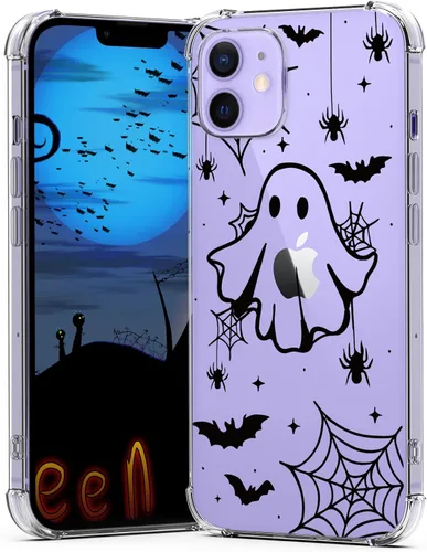 Vista 42 de Funda de Halloween para Google Pixel 6A transparente con diseños de murciélagos fantasmas, funda para teléfono para niñas, elegante, delgada, a