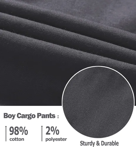 Vista 4 de TLAENSON Pantalones deportivos tipo cargo para niños de 5 a 15 años con cintura elástica
