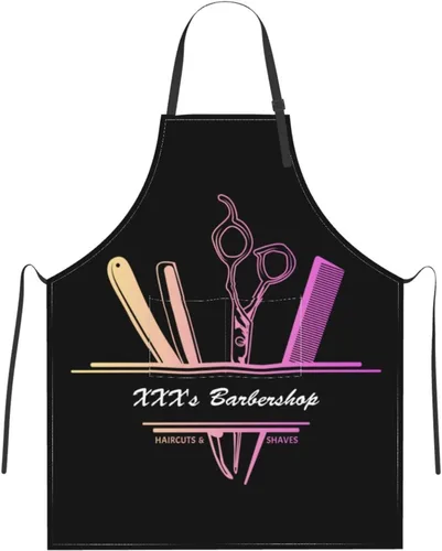 Vista 22 de Delantal de peluquería personalizado para hombres y mujeres, delantal de peluquería con texto personalizado con bolsillos, delantal ajustable