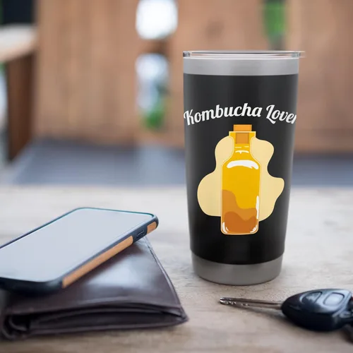Vista 7 de Kombucha Organic Kombucha Brewing Scoby Starter Kombucha - Vaso aislado de acero inoxidable Negro