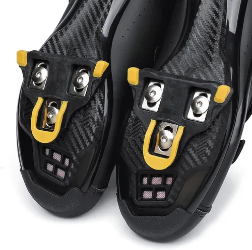 Vista 8 de Zapatos de ciclismo para hombre y mujer con tacos amarillos de 6 grados compatibles con Shimano SH-11 SPD-SL tacos de bicicleta para interiores