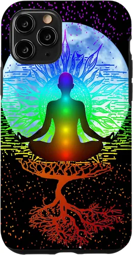 Vista 29 de Funda para iPhone 17 con diseño de árbol de la vida con diseño de luna y meditación