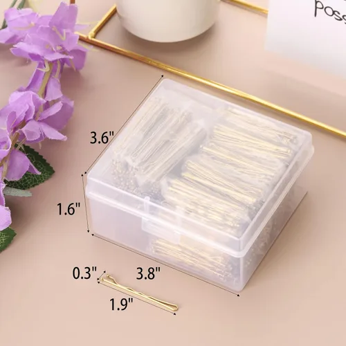 Vista 2 de Tbestmax 800 horquillas para el cabello, horquillas doradas de 2 pulgadas con caja para mujeres, mujeres, niñas, niños, agarre de pelo de onda