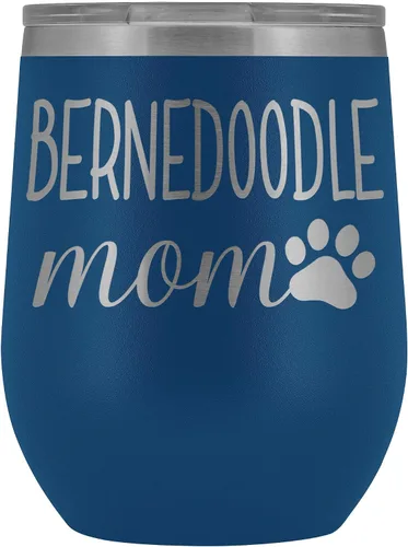 Vista 7 de Bernedoodle Mom Wine Tumbler, Personalized Doodle Dog Mom Wine Tumbler With Lid, Dog Mom Stainless Steel Wine Glasses Insulated Wine Tumbler (Black)