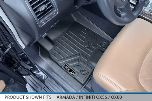 Vista 2 de SMARTLINER Juego de tapetes de piso de ajuste personalizado de 3 filas para Infiniti QX56 2011-2013