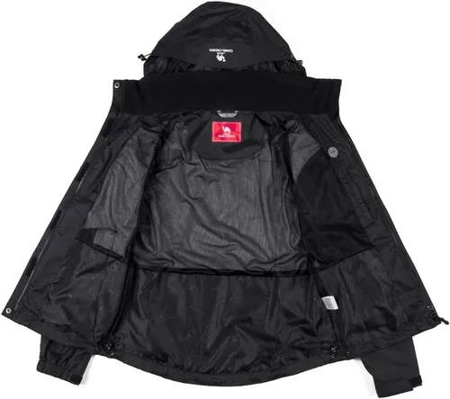 Vista 4 de CAMEL CROWN Chaqueta impermeable ligera para mujer, rompevientos con capucha para exteriores, senderismo, escalada, viajes, Camel