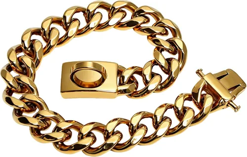 Vista 3 de BAOBOTE Collar de perro de cadena dorada con hebilla de cierre segura