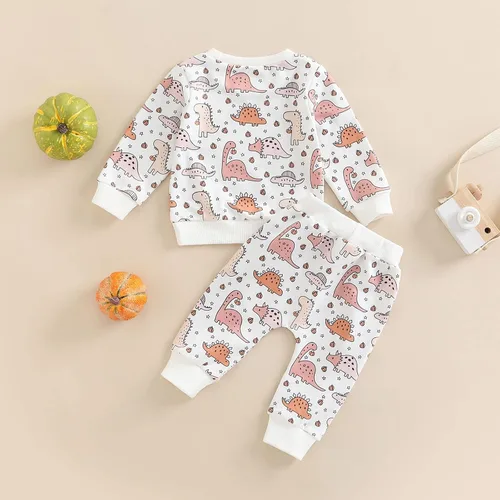 Vista 7 de Ropa para bebé recién nacido traje de flores de otoño e invierno manga larga sudadera con cuello redondo conjunto de pantalones