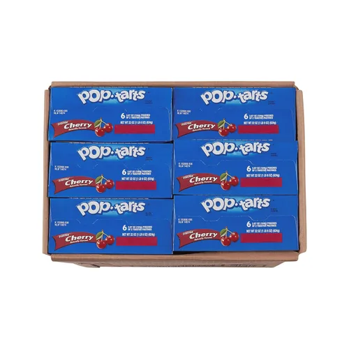 Vista 3 de Kellogg's Pop-Tarts, pasteles tostadores de desayuno, cereza esmerilada, 22 onzas (72 unidades)