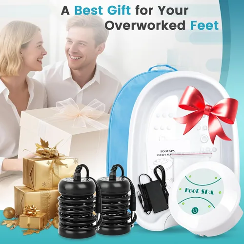 Vista 8 de LeCuag Máquina de desintoxicación de baño de pies iónico, máquina portátil de desintoxicación de pies, sistema de baño de limpieza iónica con bolsa