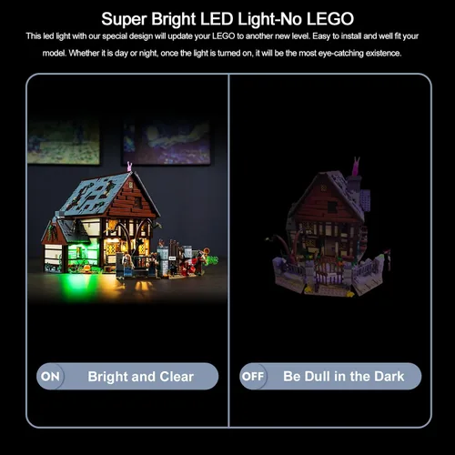 Vista 5 de Luz compatible con Lego Hocus Pocus: la cabaña de las hermanas Sanderson