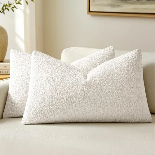 Vista 20 de MIULEE - Fundas de almohada decorativas para sofá lumbar de 16 x 16 pulgadas, color beige Set of 2 Textured Neutral Throw Pillow Covers, Accent
