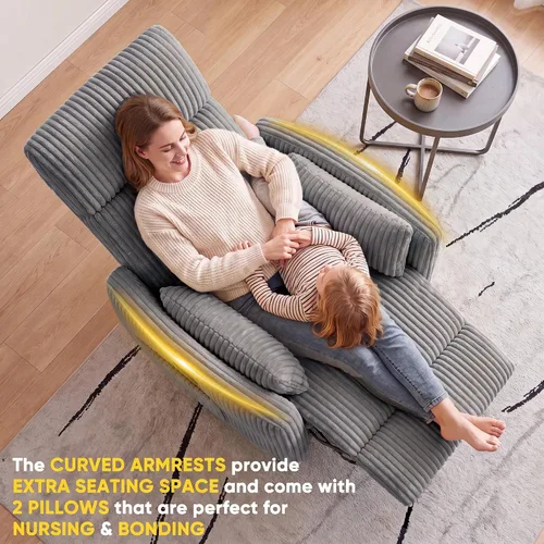 Vista 6 de Flamaker Silla reclinable giratoria, silla mecedora para cuarto de bebé Gris