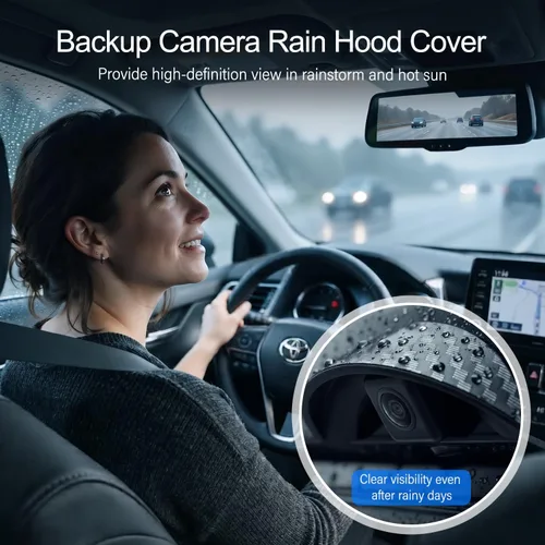 Vista 3 de Cubierta impermeable para cámara de visión trasera, protector de lluvia 2 pzas