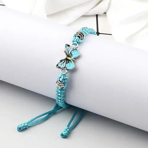 Vista 5 de Pulsera de mariposa para mujeres, adolescentes y niñas, delicada y bonita, pulsera trenzada de mariposa, ajustable, regalo para mejores amigas