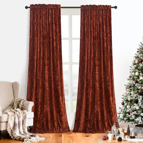 Vista 16 de Cortinas de Terciopelo Chartreuse Aplastado de Lujo Juego de 2 Paneles - 84 pulgadas de Largo para Oscurecer la Habitación Cortinas de Terciopelo
