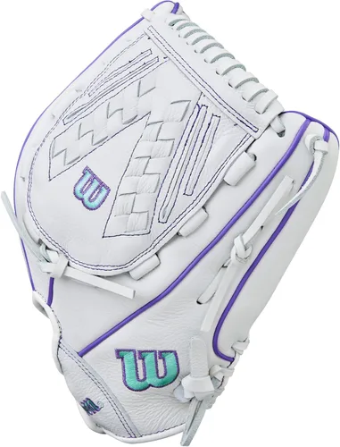 Vista 4 de Wilson Guantes de sóftbol A500 Siren Fastpitch 2026 Blanco/Púrpura/Espuma de mar