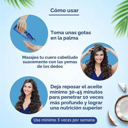 Vista 3 de Parachute Advansed Aceite de coco dorado con vitamina E Aceite de coco puro Para cabello largo, fuerte y nutrido Protección contra daños